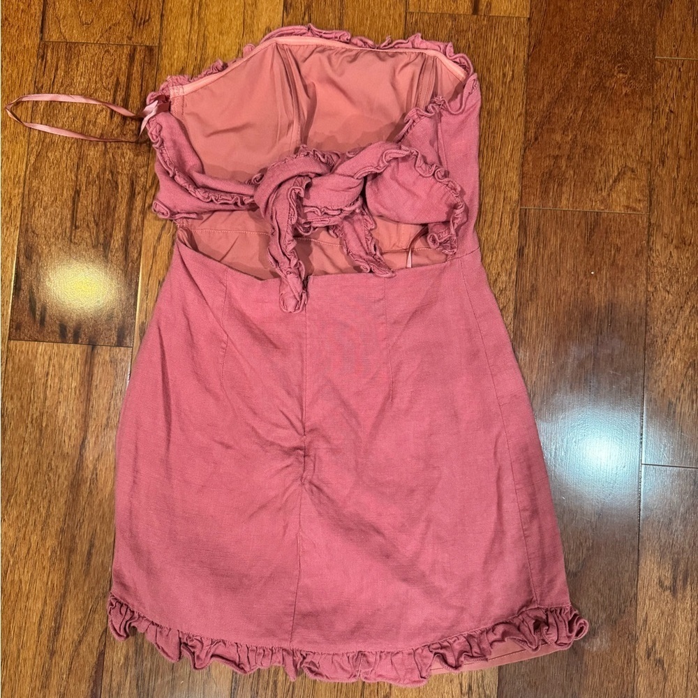 Selfie Leslie Pink Ruffle Strapless Dress - Picture 3 of 3